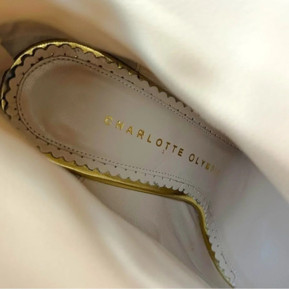 Charlotte Olympia Black  Lucinda Golden Platform Ankle Boot 36.5 - Picture 10 of 12